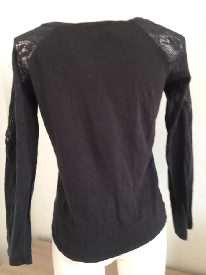 T-shirt col rond manches longues dentelle ajourée Jennyfer - photo numéro 5