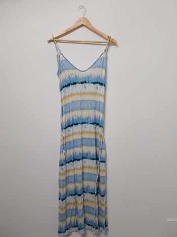 Robe longue légère été bleue jaune et blanche Les petites bombes 36