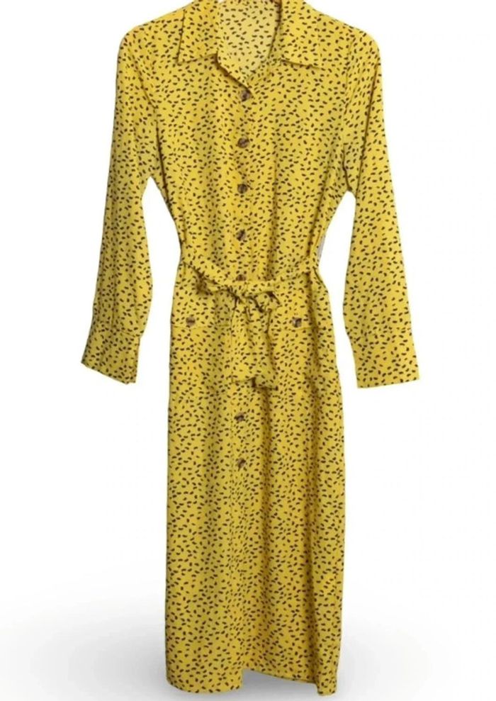Robe chemise jaune à pois - Azara Paris - Taille M - photo numéro 2