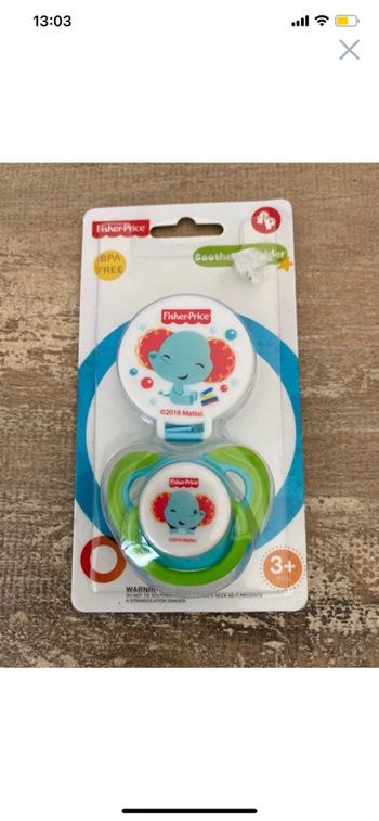 Sucette tétine + attache tétine Fisher price bébé puériculture éléphant