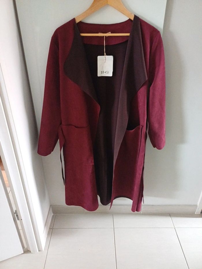 Veste longue bordeaux taille unique