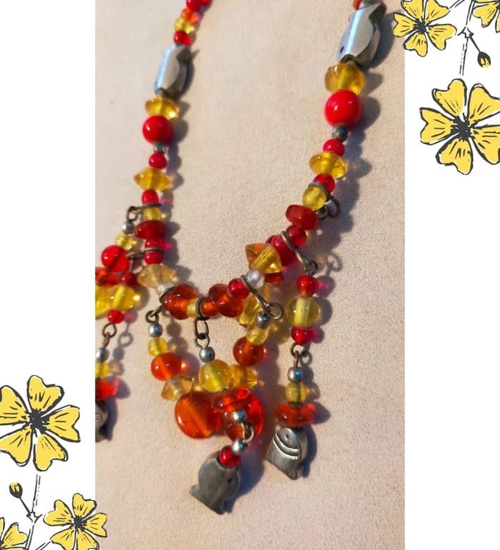Collier ethnique multicolore – Verre et poissons métal – Collection Terres d’Ailleurs - photo numéro 6