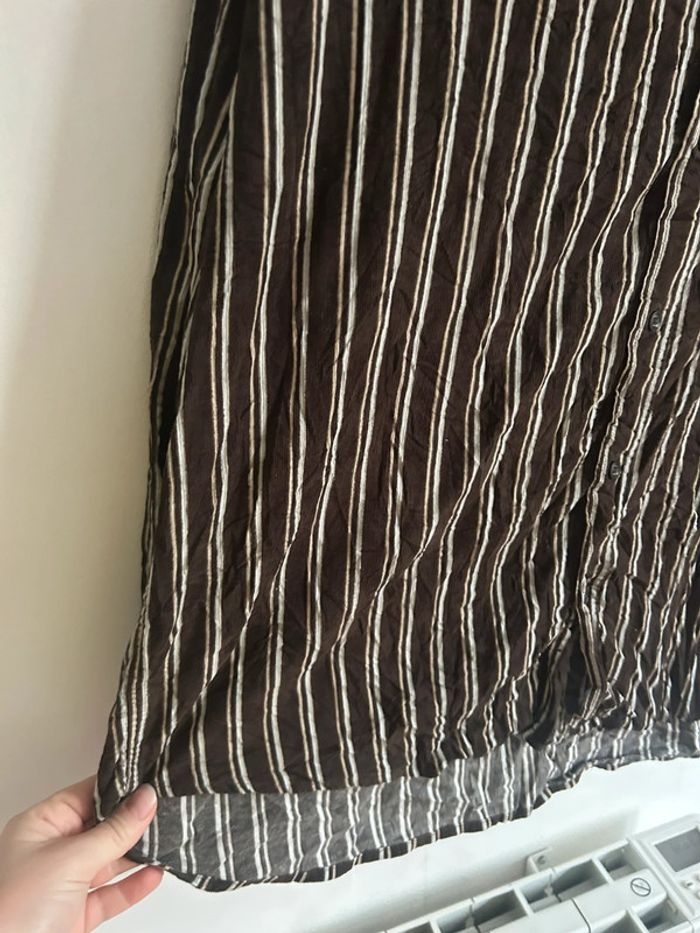 Jolie chemise style velours à rayures marron • Armand Thiery • Taille XL/42 - photo numéro 8