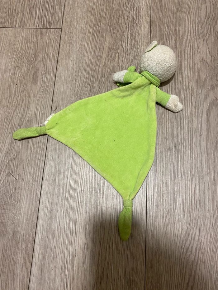 Peluche doudou plat Ours vert Mustela Musti 40cm - photo numéro 2