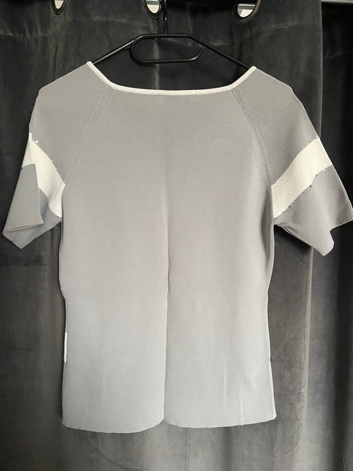 T shirt rayé avec strass - photo numéro 4