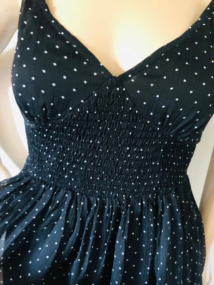 🖤🌿Robe noire pois blancs décolletée vintage 3 Suisses black dress white polka dots🌿🖤 - photo numéro 10