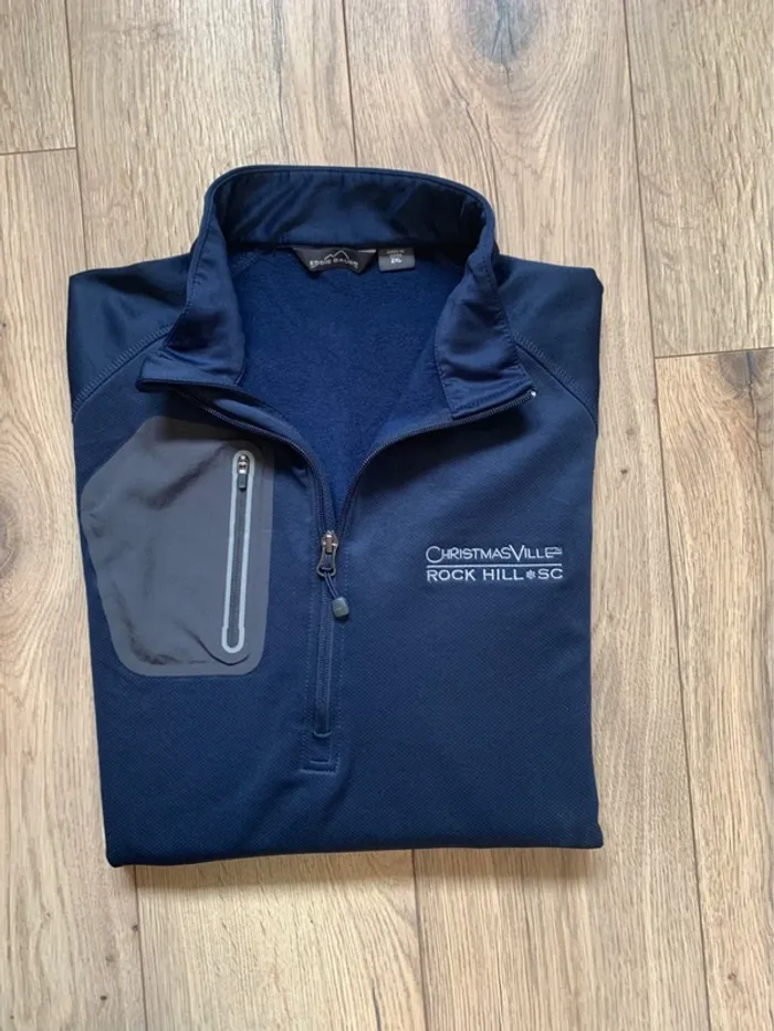 Sweat Eddie Bauer Authentique 1/4 zip Bleu marine Taille XXL - photo numéro 2