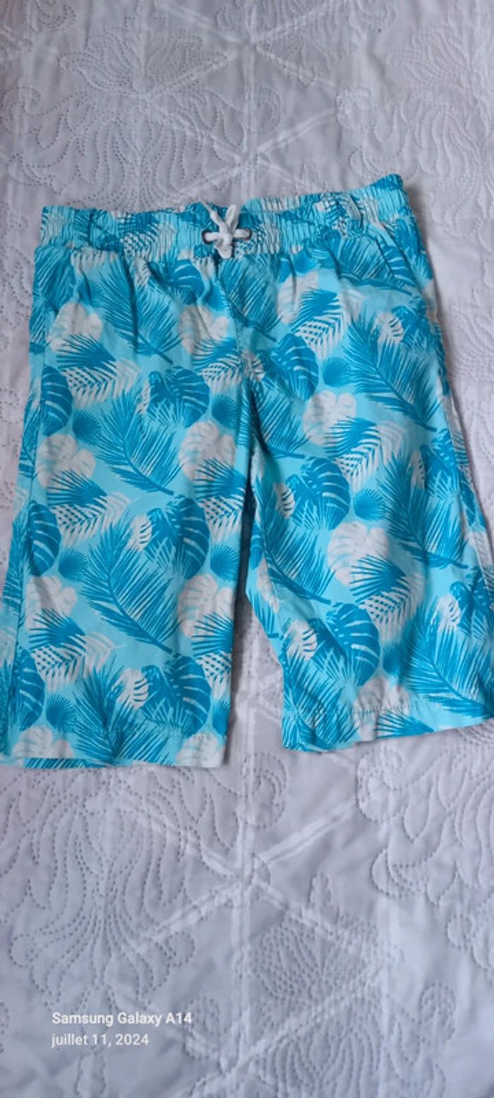 Bermuda motif palmiers turquoise garçon 12 ans kiabi