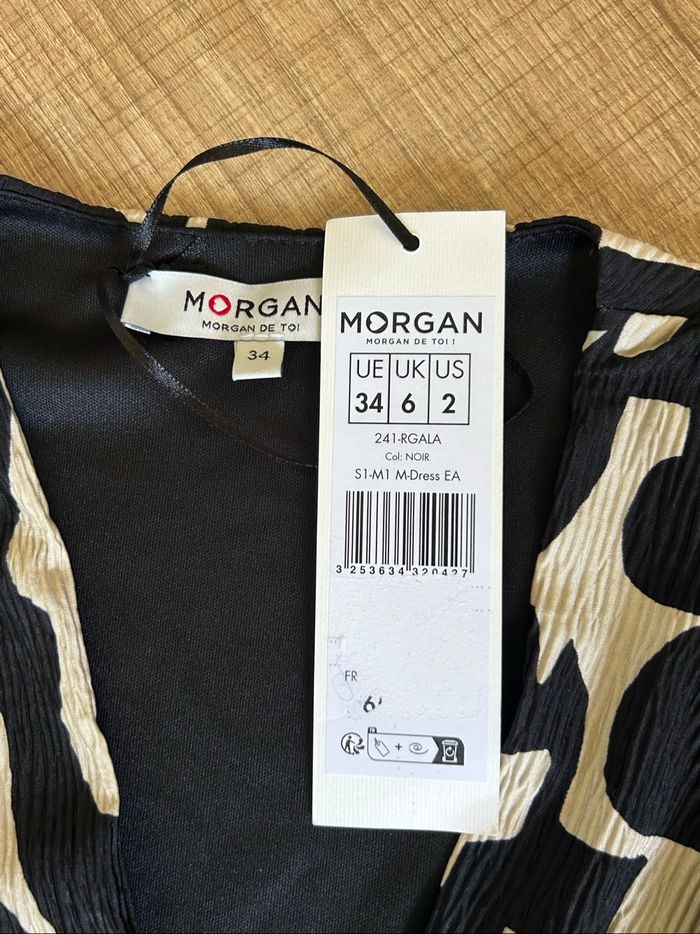 Robe noire et écrue neuve à manches longues Morgan taille 34 - photo numéro 9