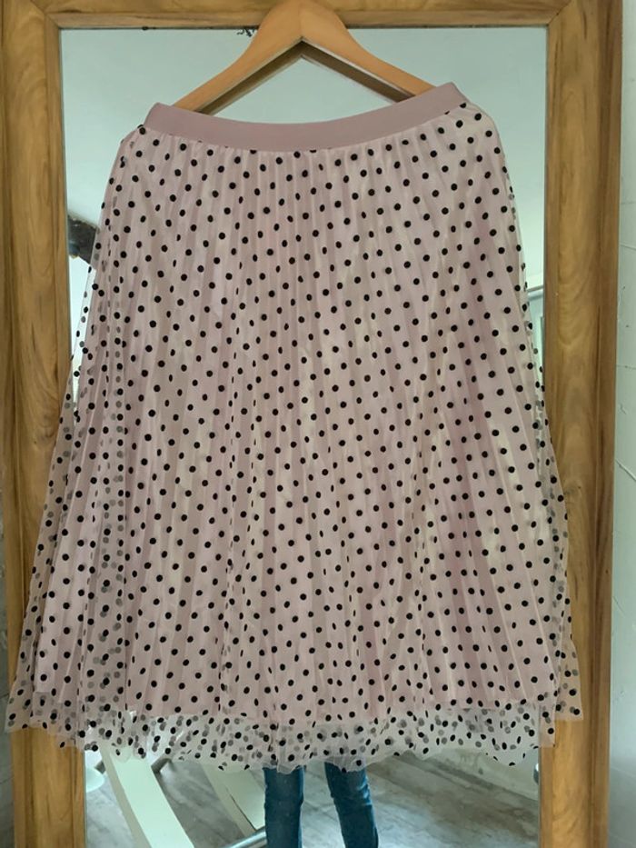 Jupe longue tulle rose à pois taille L/XL