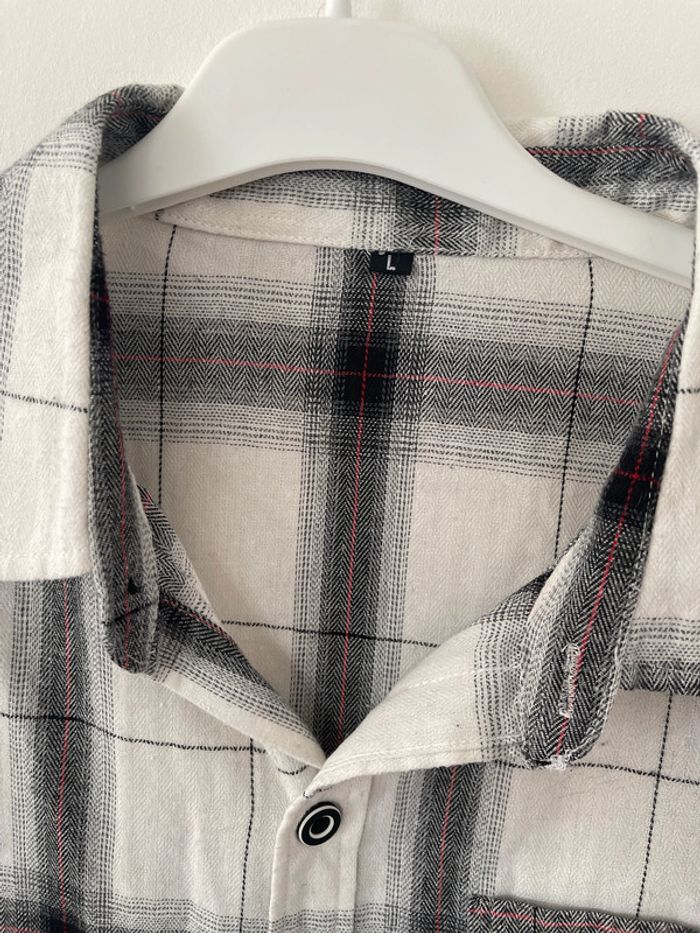 Chemise quadrillée taille L blanc et gris - photo numéro 2