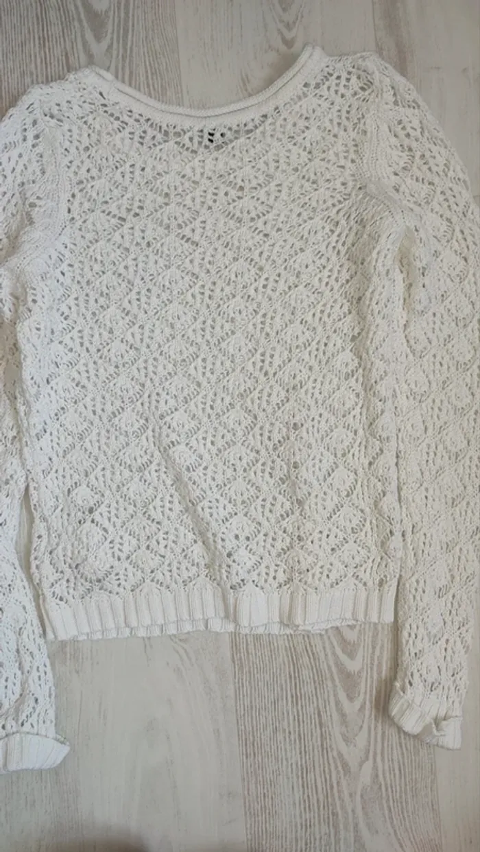Pull blanc dentelle - photo numéro 2