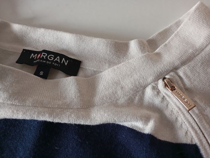 Tee-shirt pull marin. Manches courtes. TS/38.. Viscose polyamide.Morgan. Très bon état. - photo numéro 9