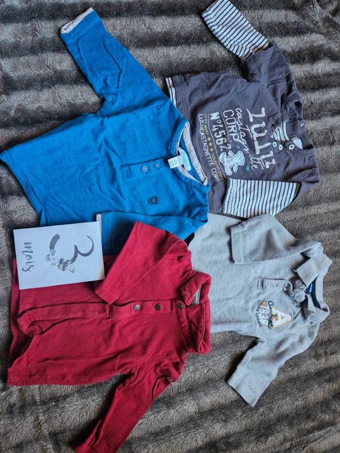 Lot 4 t-shirt manches longues garçon 3 mois