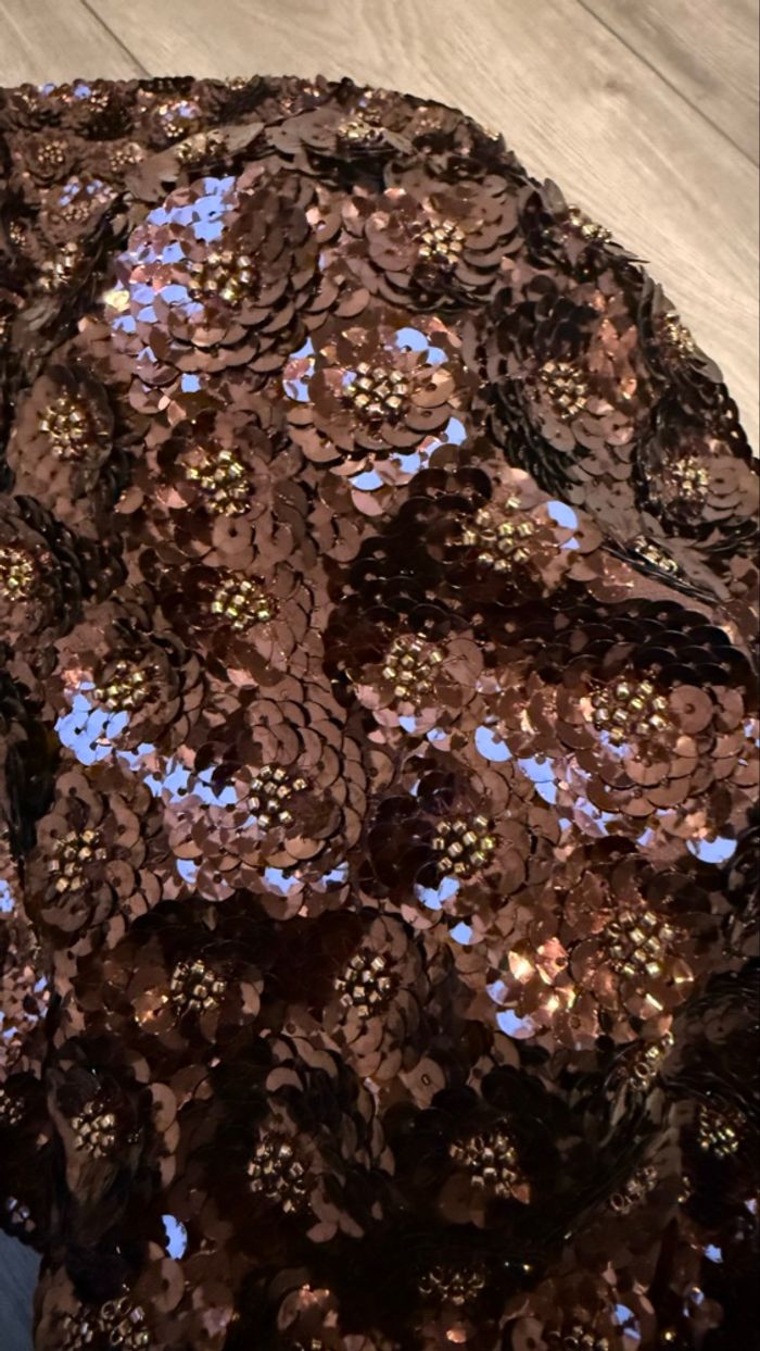 Haut crop top sequins marrons taille 42 - photo numéro 5