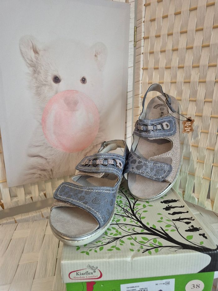 💕Magnifiques sandales confort Kiarflex NEUVES tout cuir T38 femme 💕 - photo numéro 2