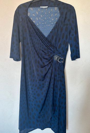 Robe drapée marine à pois femme taille M marque Promod