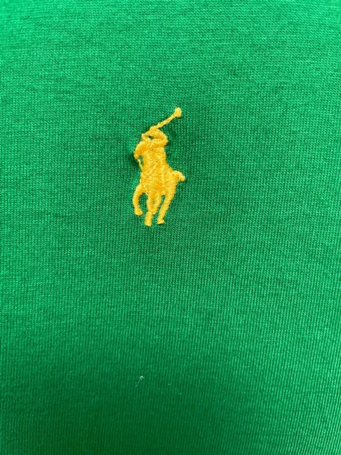 T-shirt manches longues Ralph Lauren vert logo brodé jaune homme S - photo numéro 2
