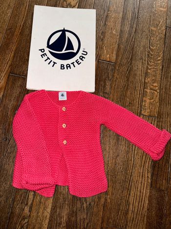 gilet Petit Bateau coton et laine rose 12 mois