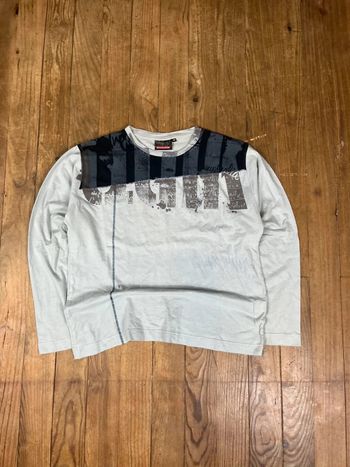 T-shirt manches longues vintage Y2K Surfwear Quiksilver imprimé graphique XS Turquoise