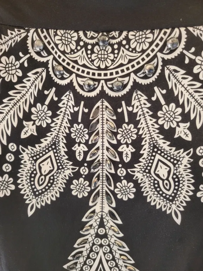 Robe tunique noir et blanche vintage tick élégant old money gothique - photo numéro 3