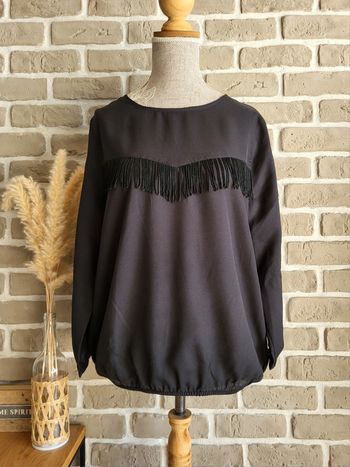 Blouse fluide noire à franges Arkitect - Neuve