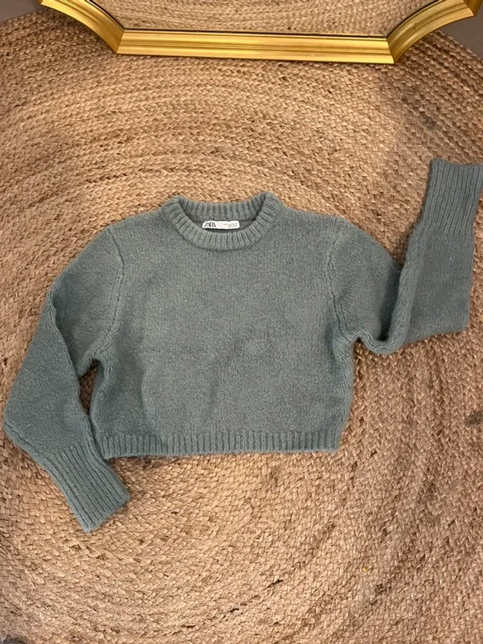 Pull court bleu/vert Zara