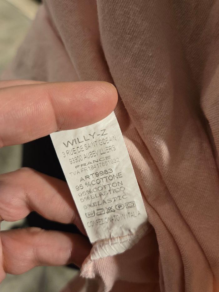 T-shirt rose pâle à manches dentelle TU 42/44 max - photo numéro 5