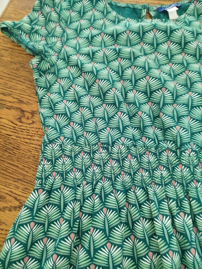 Robe manches courtes imprimée verte fille - photo numéro 5