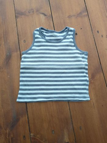 Débardeur marinière blanc gris Vertbaudet 3 ans