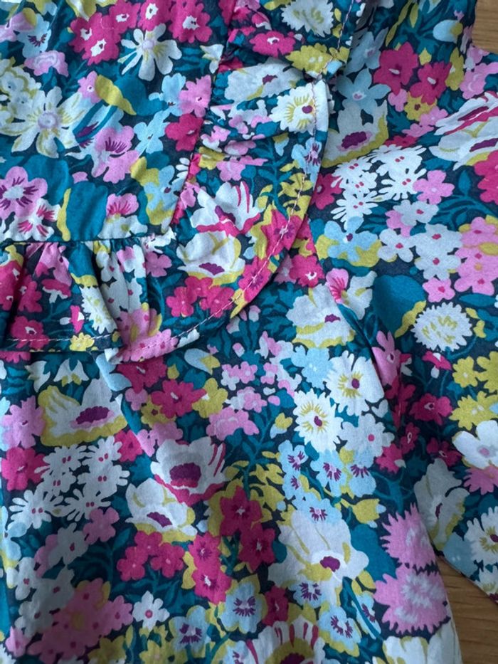 Blouse ML tissu liberty Thorpe, tons rose fushia/bleu/blanc/vert - Taille 3 Ans - photo numéro 8