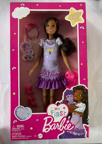 Ma première poupée Barbie Poupée Brooklyn, 34 Cm, Brune avec Caniche en Peluche
