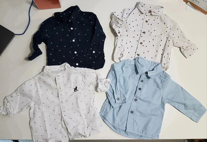 Lot de 4 chemises manches longues neuves taille 3 mois