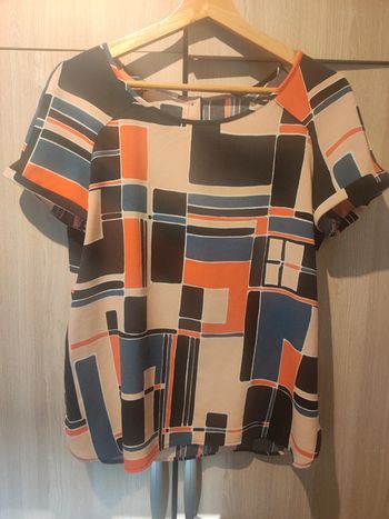 T shirt imprimé géométrique vintage Promod t 40