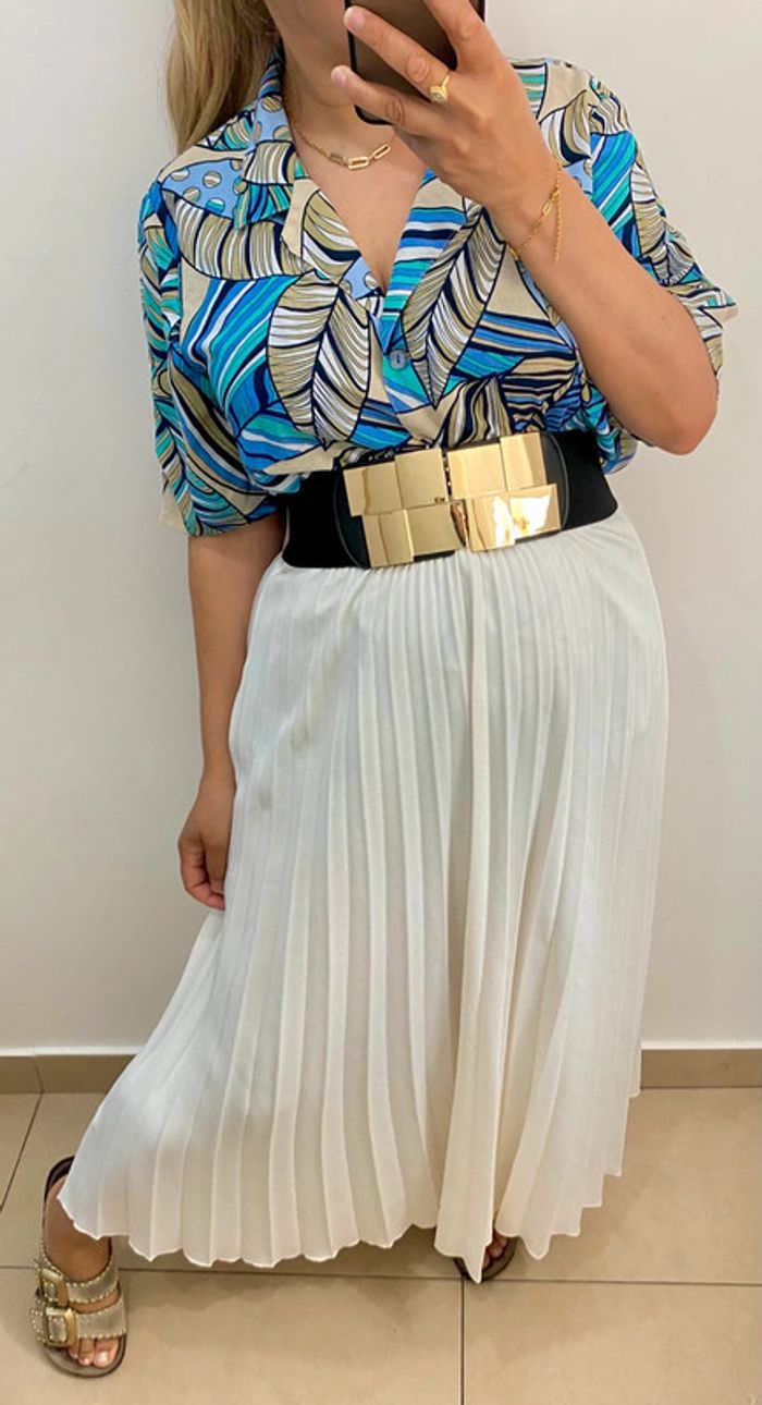 Jupe longue satinée plissée Taille M - photo numéro 2