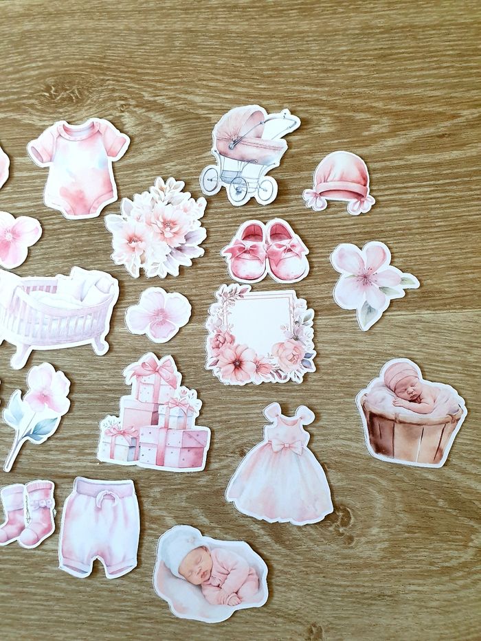 Die cut embelissement scrapbooking naissance rose - photo numéro 3