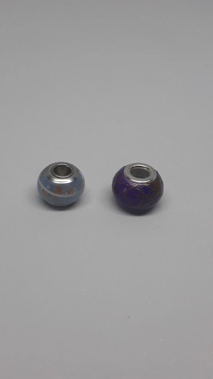 Charms perles violet et bleu-gris - photo numéro 1