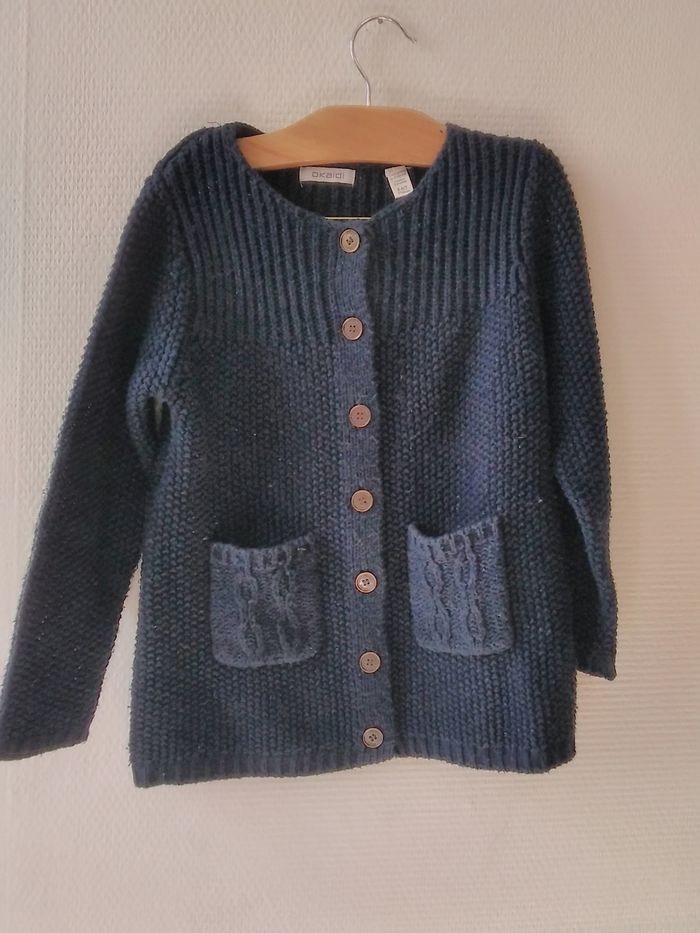 Gilet long bleu 6 ans