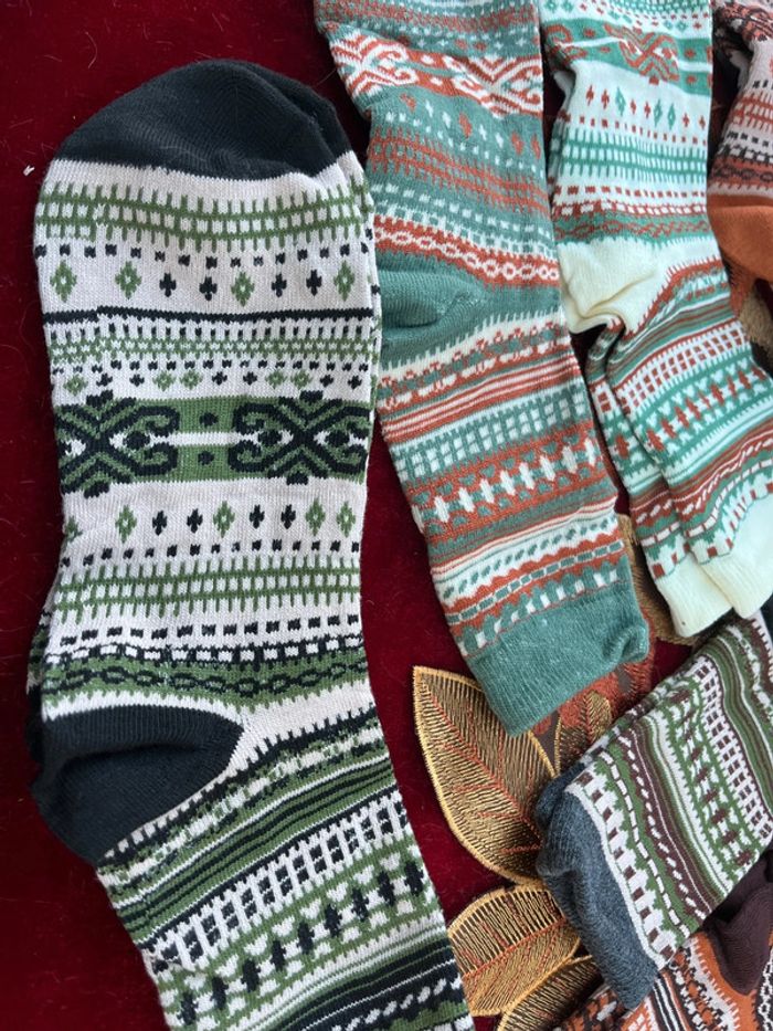 🧦 Lot de 7 paires de chaussettes fantaisie – style ethnique / hivernal - photo numéro 2