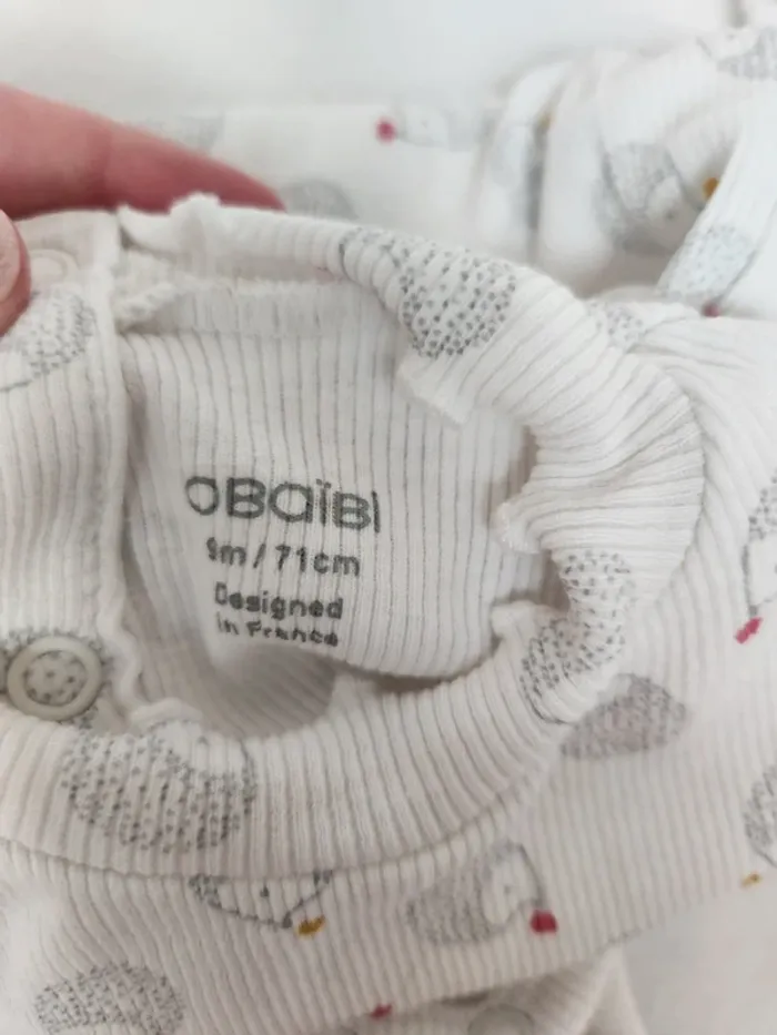 Mignon body côtelé blanc motifs hérissons bebe fille ou garçon automne hiver Obaibi 9 mois - photo numéro 4