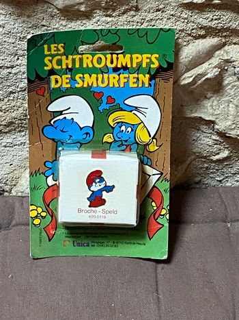 Très rare : broche grand schtroumpf 1983, vintage, ancêtre du pin's