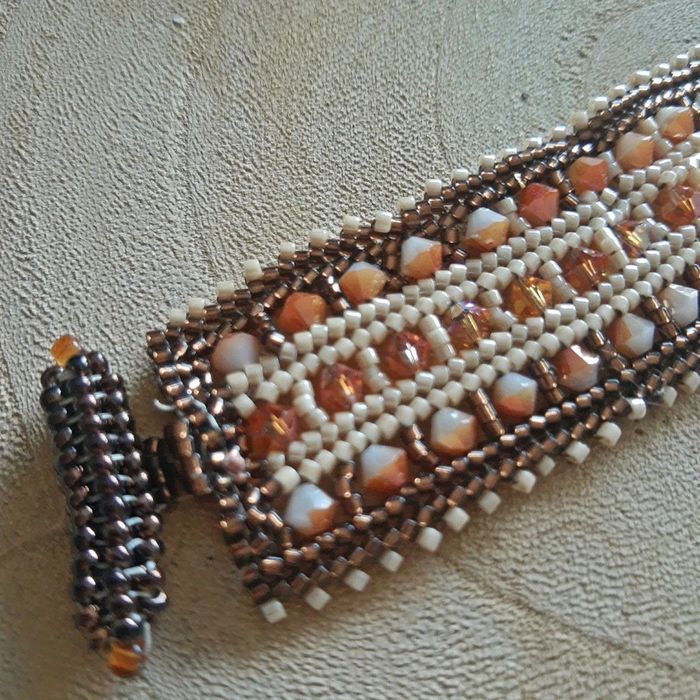 Bracelet manchette tissé perles Création bijoux artisanale - photo numéro 4