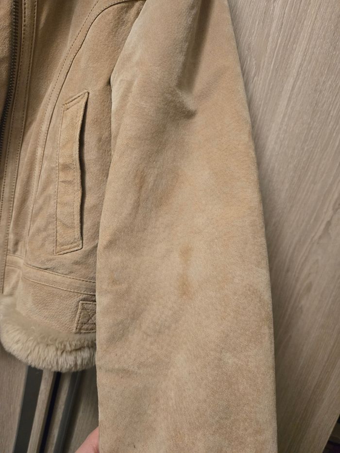 Veste en croûte de cuir beige - photo numéro 3