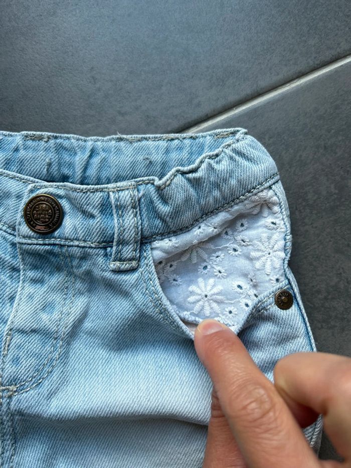 Short en jeans clair avec dentelle bébé fille zara - photo numéro 3