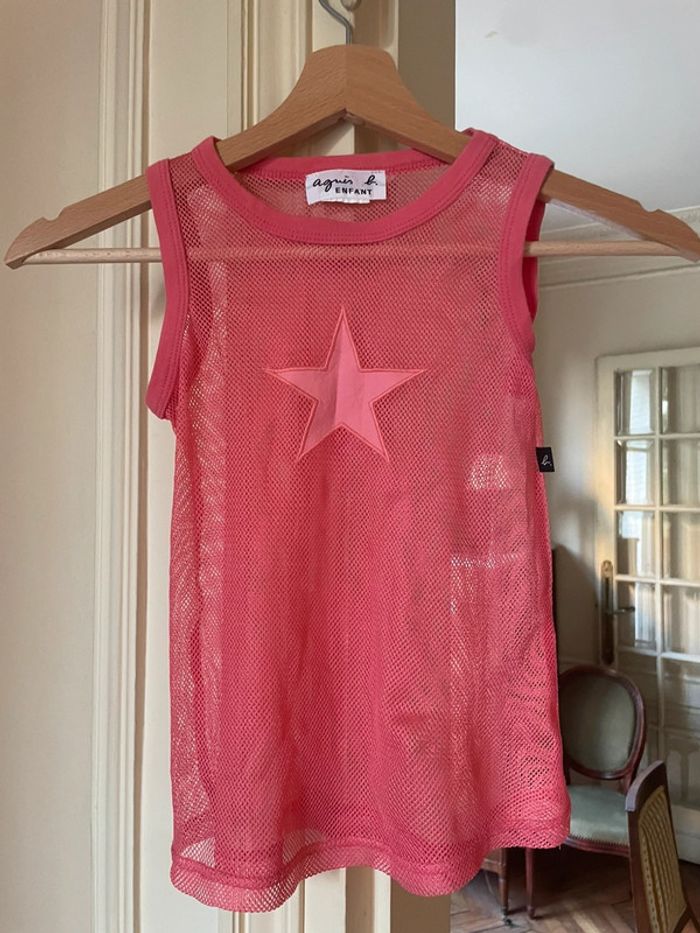 Débardeur en maille aérée rose Agnès B. enfant taille 8 ans