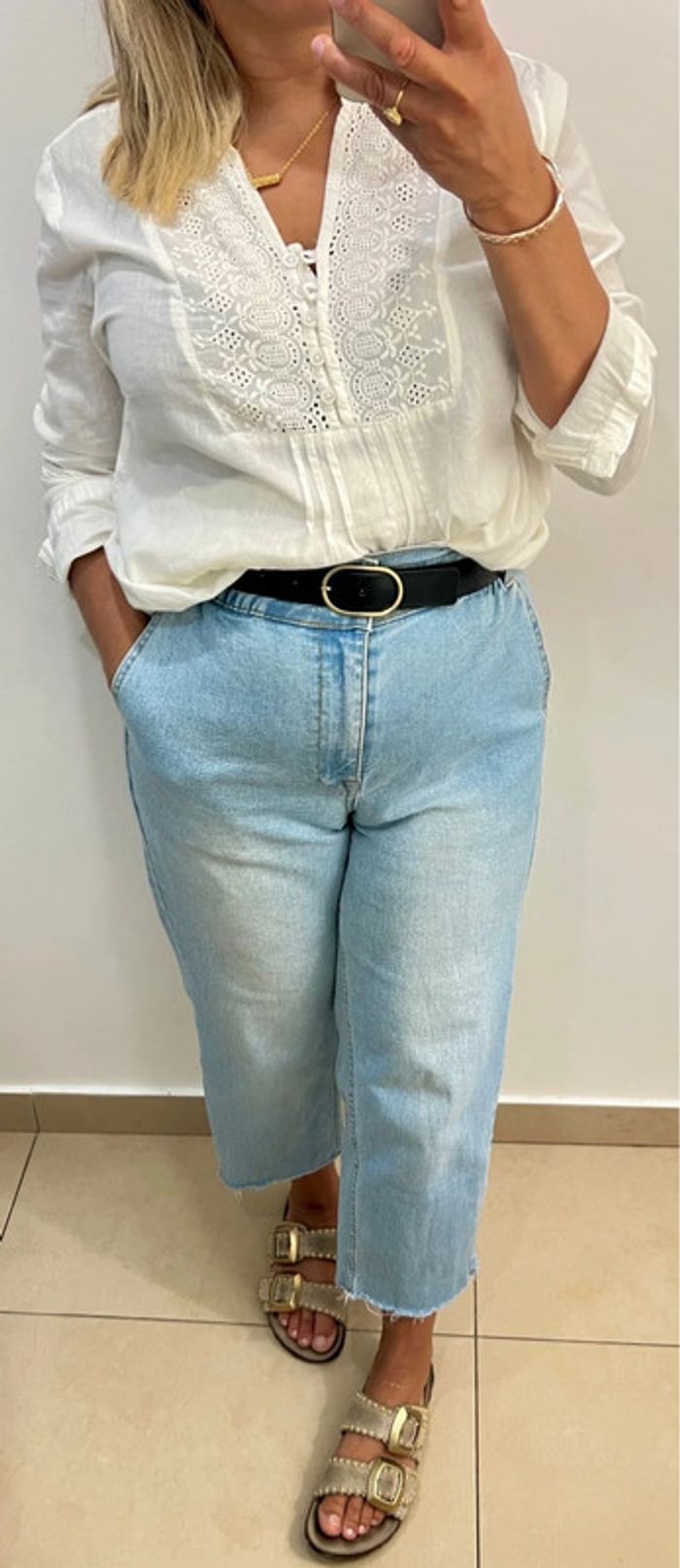 🌿Blouse blanche brodée style bohème Taille M - photo numéro 2