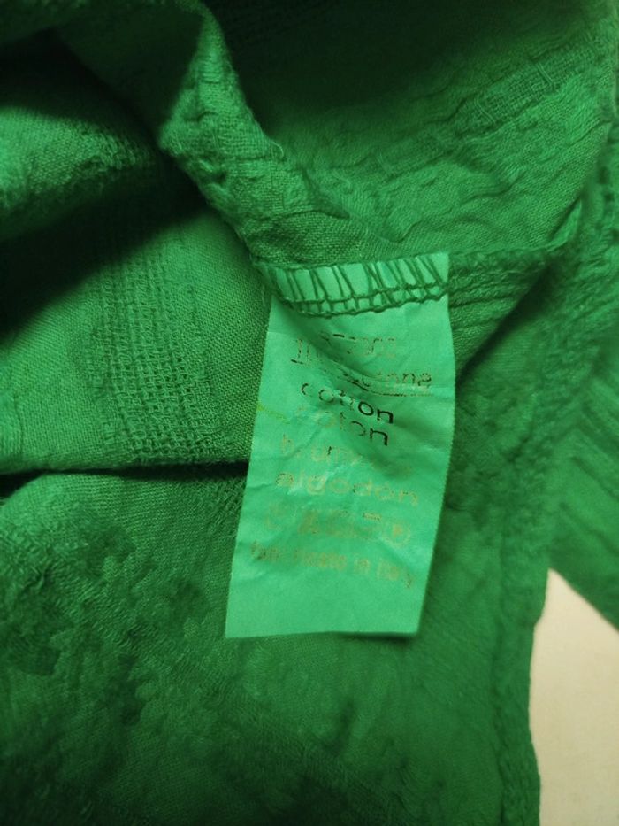 Blouse à motifs verte en coton - M - photo numéro 2
