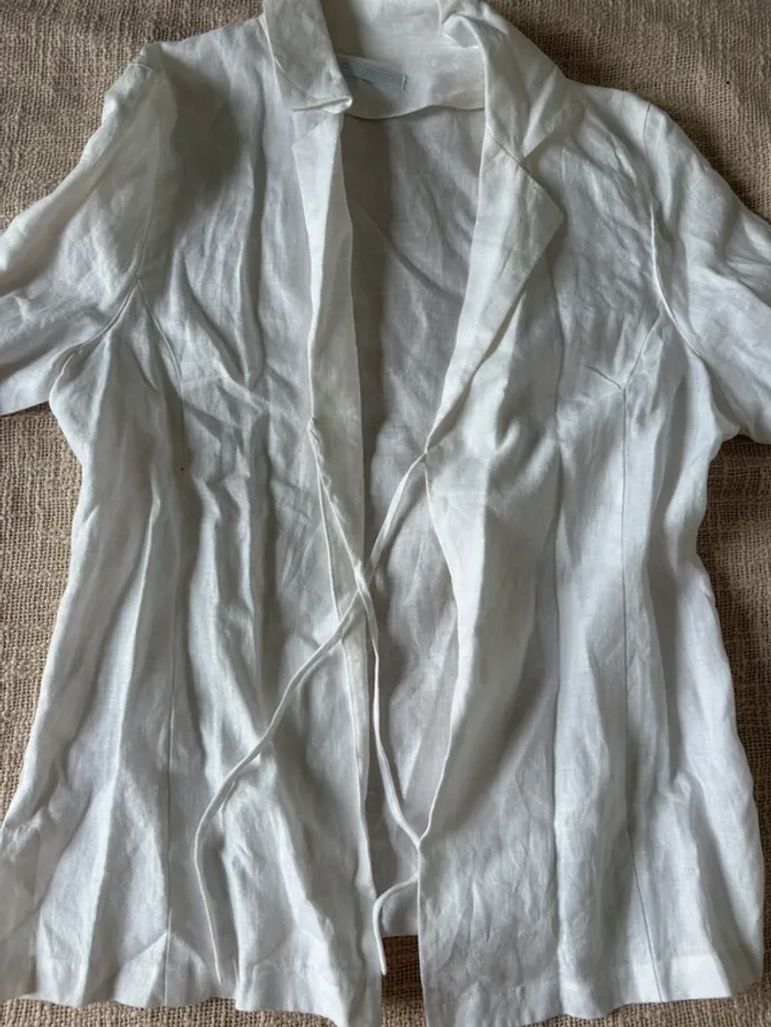 Ensemble Promod blanc – Veste & pantalon 100 % lin – Taille 38 - photo numéro 3