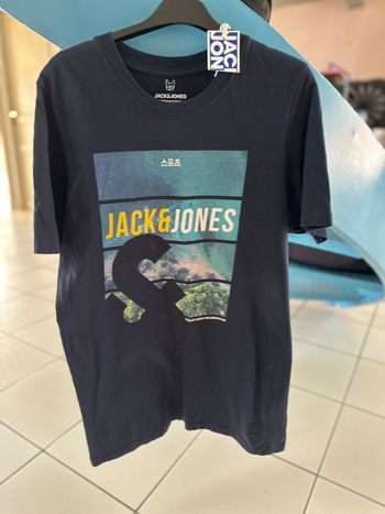 Tee-shirt bleu marine avec impression devant taille 16 ans Jack and Jones NEUF
