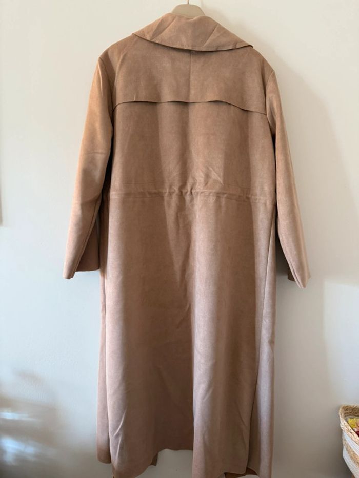 Veste longue effet daim beige - photo numéro 7